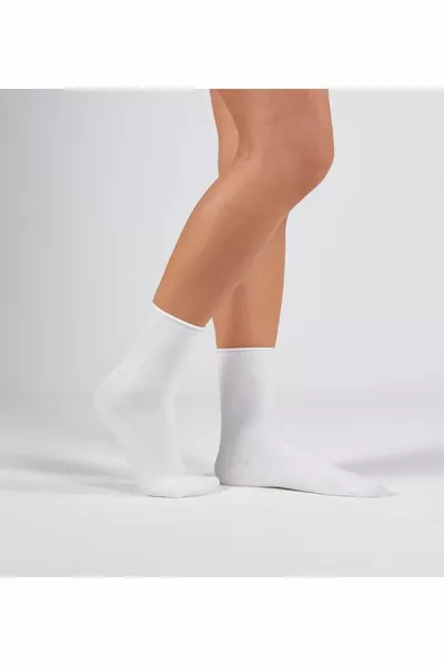 3 Pack White Modal Elasticated Seamless Women's Socket Socks