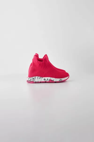 الأطفال الفوشيا الملونة وحيد الخط المطبوعة الجوارب الأحذية