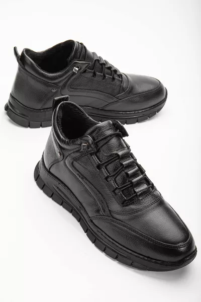  أسود جلد طبيعي عارضة المطاط الدانتيل متابعة الرجال الرياضة نصف أحذية الكاحل