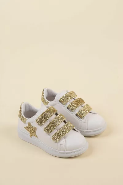 Baskets argentées pour filles avec étoile velcro