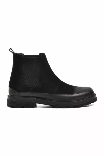 PIERRE CARDIN  BOTTES HOMME EN CUIR VÉRITABLE NUBUCK NOIR