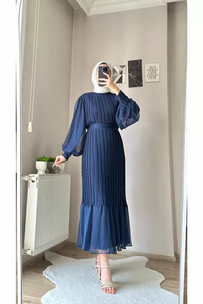 Robe plissée Janjan en mousseline de soie