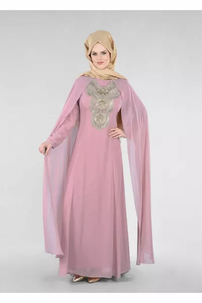 Women's Powder T Fy Collection-Caped Evening Dress
