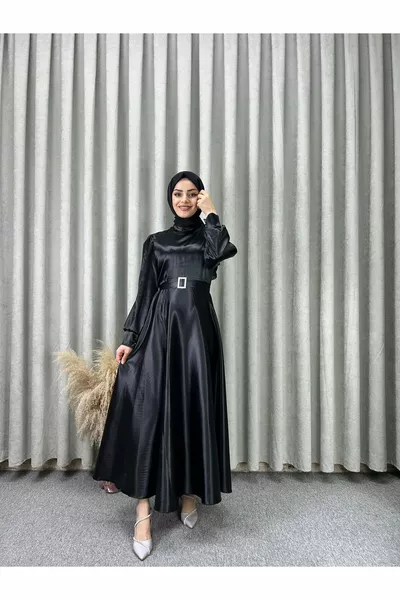 Robes de soirée hijab princesse aux épaules froncées