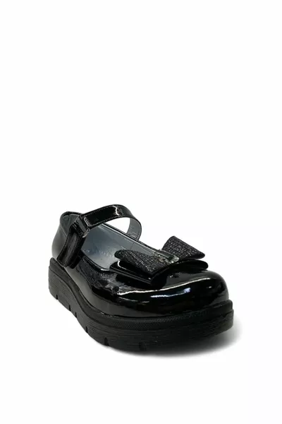  بنات العظام الأسود براءات الاختراع الجلود أحذية مدرسية