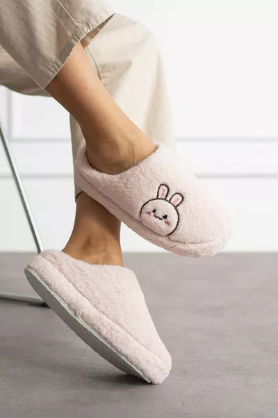 Женская фигурка кролика Бесшумная подошва Плюшевые домашние тапочки Тапочки с приданым