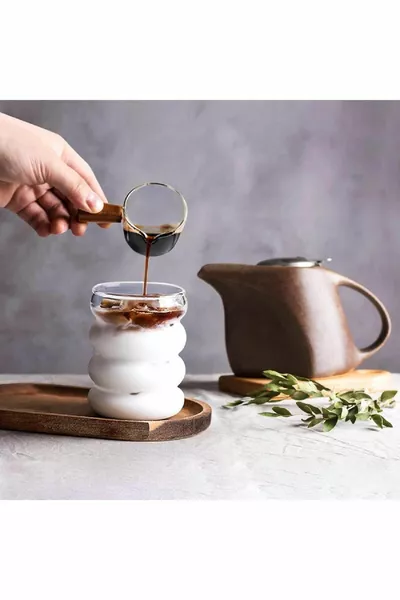 2 Adet Isıya Dayanıklı Borosilikat Cam Pipetli Şerit Şeklinde Bardak | Kahve Ve Sunum Bardağı  Ml