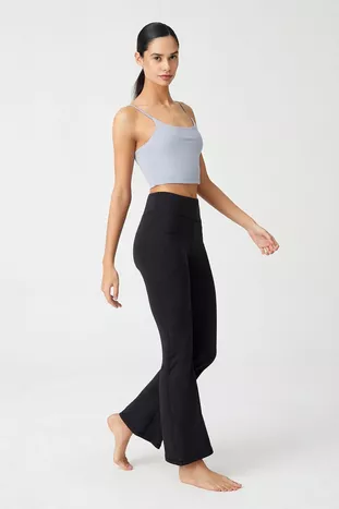 Женские черные пикапы с высокой талией и двойным карманом Испанские леггинсы Bootcut