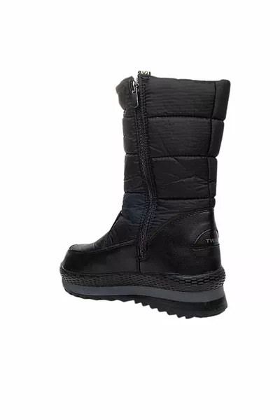  Дамски черни вълнени термо подметки с цип Снежни ботуши