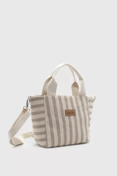 Women's Striped Mini Linen Tote Bag