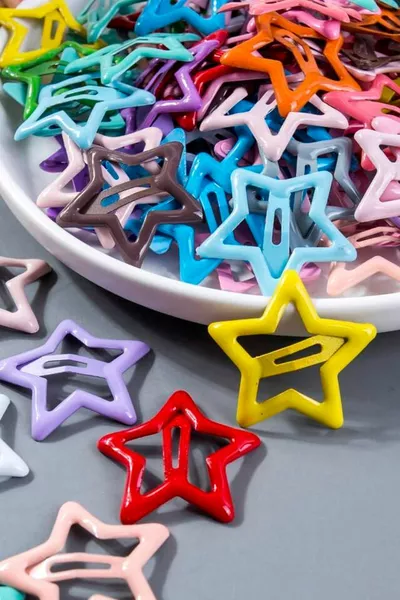 6 قطع نجمة اللون سيليكون المعادن المفاجئة مشبك مجموعة