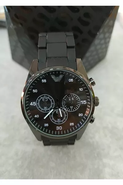 ساعة يد رجالية (موديل أرماني أسود)