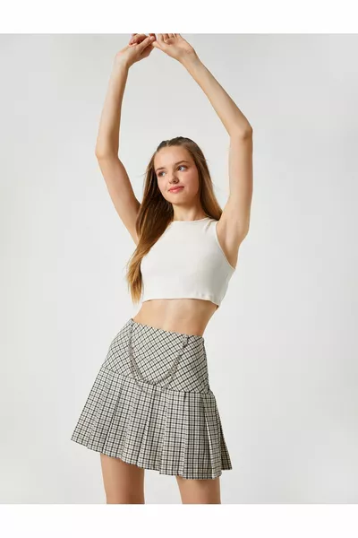 Geplooide rok Mini taille ketting gedetailleerd patroon