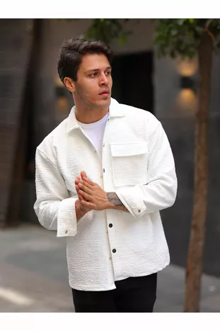 الرجال مبطن جيب واحد رفرف قميص الشتاء كبيرة الحجم