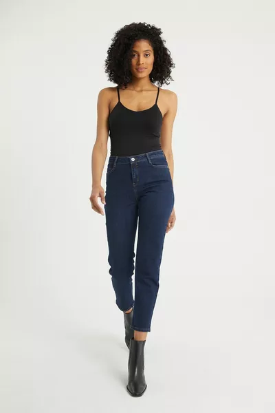 Essentials Jeans Slim Fit Donna Indigo Rise Waist Mom