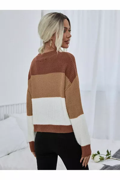 Dier أزياء المرأة كبيرة الحجم مخطط متماسكة سترة، سترة مخطط