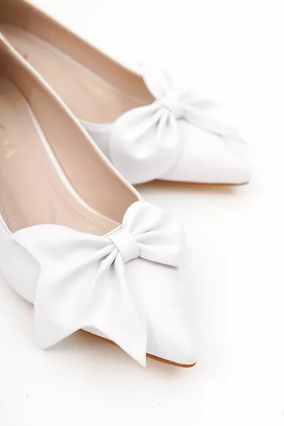 Camila White Bow (4 см) Заострени токчета
