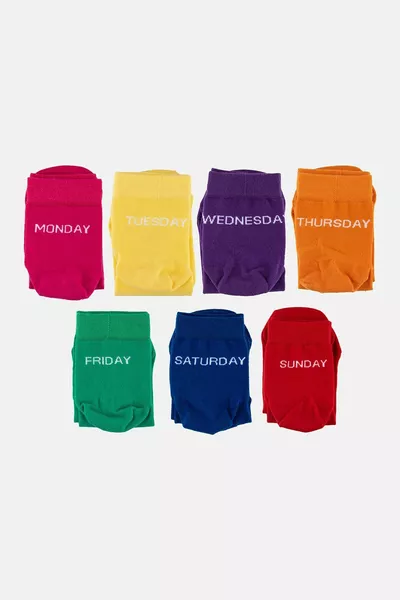 Unisex 7-Piece Unisex Weekly Socks Set Gifted Boxed