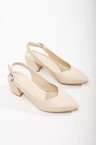 كعب نسائي مفتوح الظهر  بشرة