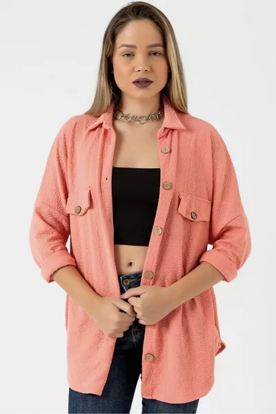 كبير الحجم مبطن الجاكار قميص سترة