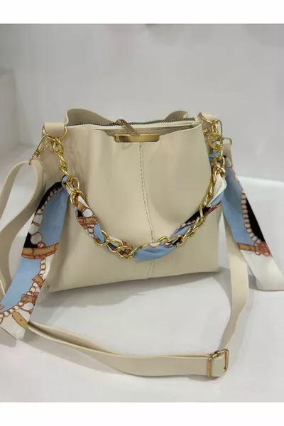 Women's 2 Pack Scarf Chain Accessory Soft Leather 3 Compartment Hand Arm And Shoulder Bag