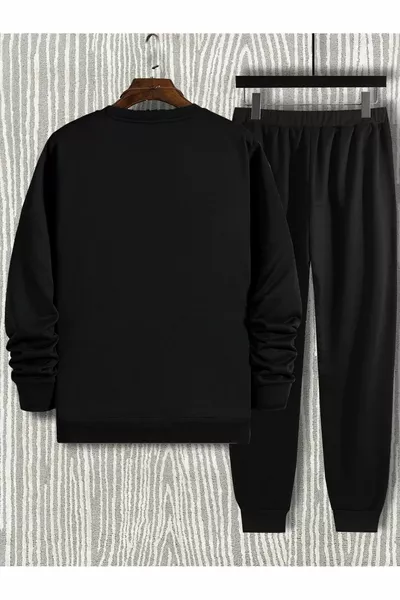 Black Eagle Jogger Sweatshirt Bas Haut Survêtement Ensemble Col rond imprimé oversize
