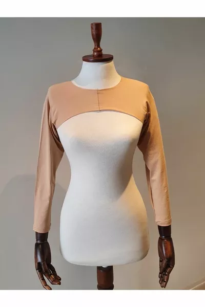 Bolero Creme Farbe Hijab Getragen In Langärmeliger Bolero Unterwäsche