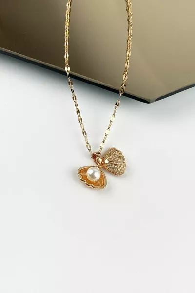 Колие от стоманени перли от стриди  