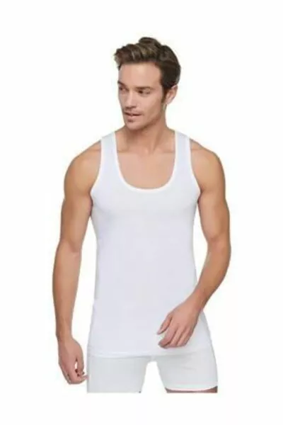 Maillot de corps blanc peigné pour homme