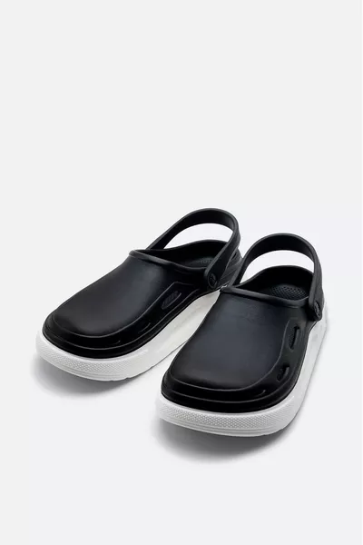 Pantofole Eva bianche e nere da uomo con cinturino leggero e confortevole 