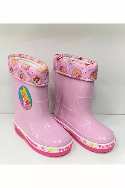 أحذية ثلجية مطرية للأطفال مقاومة للماء والبرد مع الصوف بالداخل