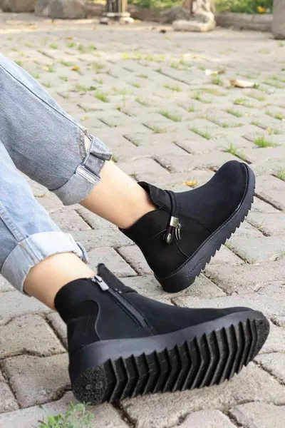 Dm  Bottes zippées-daim noir