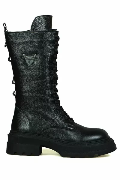 Fenix جلد طبيعي أسود أحذية نسائية خارجية