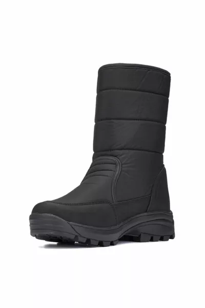 حذاء ثلجي نعل أسود غير قابل للانزلاق مع فرو بالداخل  Svr