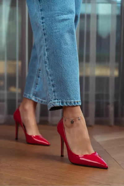 Vanessa Roter Damen-Stiletto aus Lackleder mit spitzer Zehenpartie