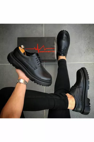 SCARPE DA UOMO CASUAL IN VERA PELLE NERA EVA SOLE