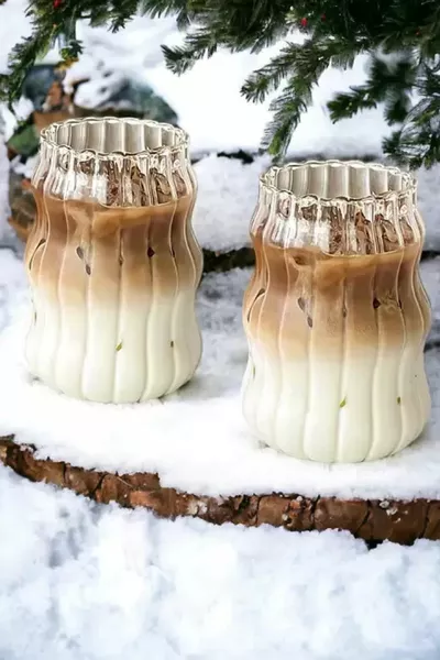 2 قطع سترو القرع شكل لاتيه كوب مجموعة الشمال نمط الزجاج كأس كوكتيل القهوة كأس العرض