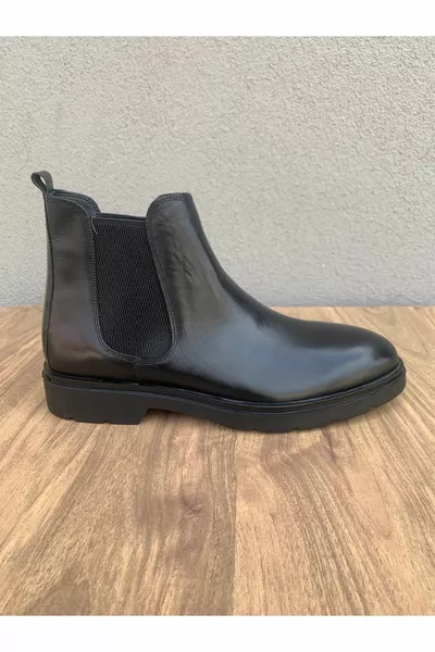 Stivali classici casual da uomo in vera pelle con suola termica elasticizzata laterale perla