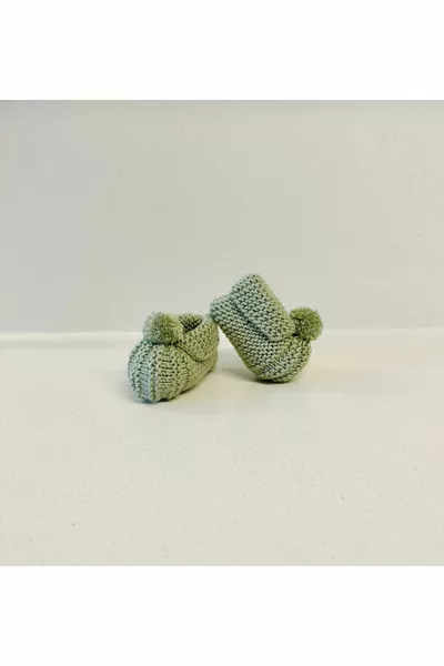 Детские пинетки для новорожденных и больничный выпуск 0-6 месяцев ручной вязки с формой зеленого цвета