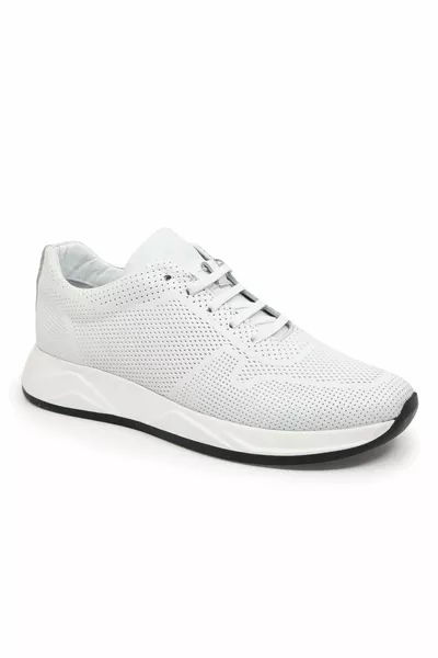  Inside Out Sneakers da uomo dettagliate con foro in vera pelle bianco