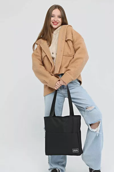 Голям обем цип с много очи платнена платна за спорт, училище, ежедневна чанта