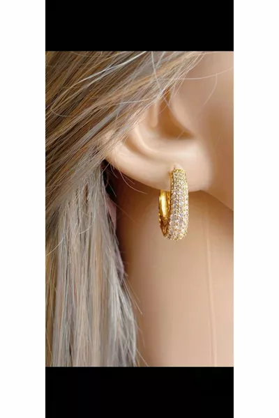 Women's Steel Zircon Gold Earrings