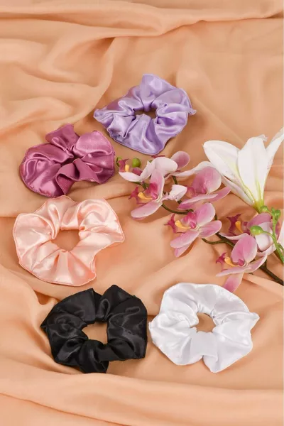 Satin Hair Rubber Clip Set 5 Pcs