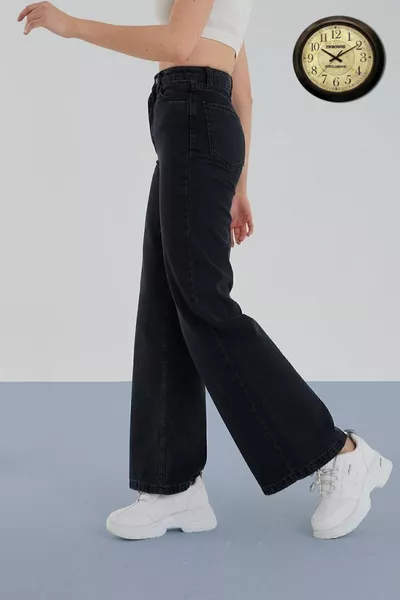 Chriss Women's Shabby Black Super High Waist 's Wide Leg Comfort Lycra Palazzo Jeans