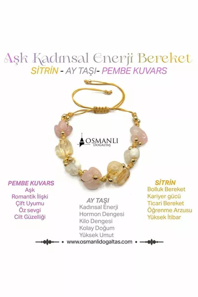 Certificato genuino citrino-rosa quarzo-pietra di luna-ematite con coulisse naturale scala chiusura bracciale