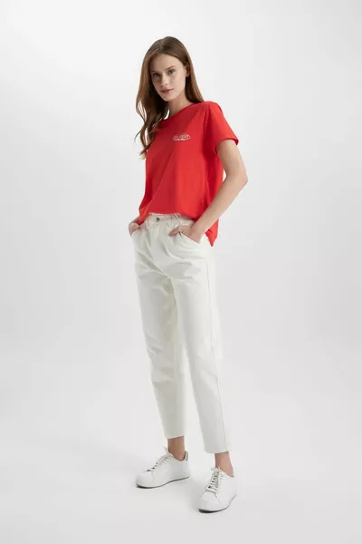 Regular Fit Kurzarm-T-Shirt mit Rundhalsausschnitt und Rundhalsausschnitt sm