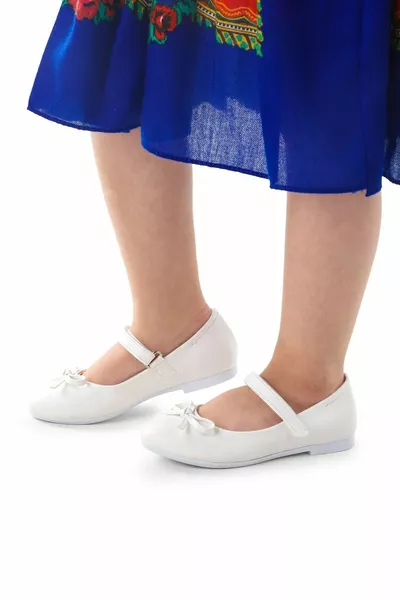 Fiyonklu Cırtlı Kız Çocuk Babet Ayakkabı  Cilt