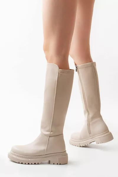  بيج الظهر تمتد سستة أحذية نسائية عارضة