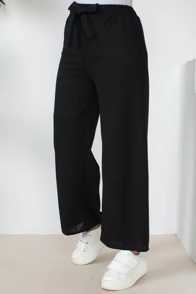 Pantalon large taille haute noir