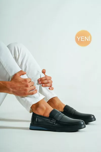 Cuir véritable Noir Hommes Cuir Casual Chaussures 